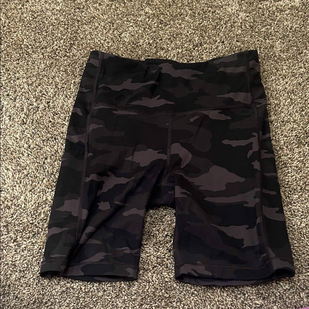 Athleta Black & Charcoal Camo Bike Shorts